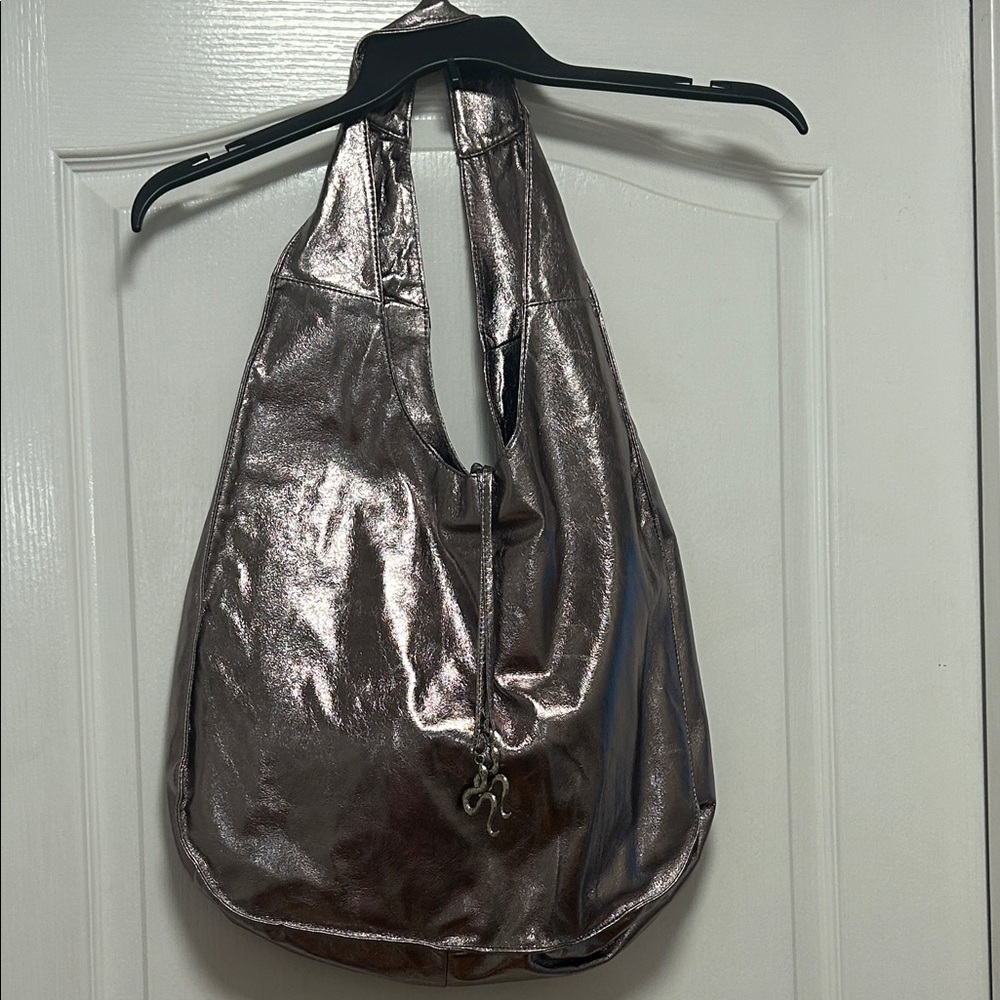New York & Company Shimmering Silver Hobo Bag